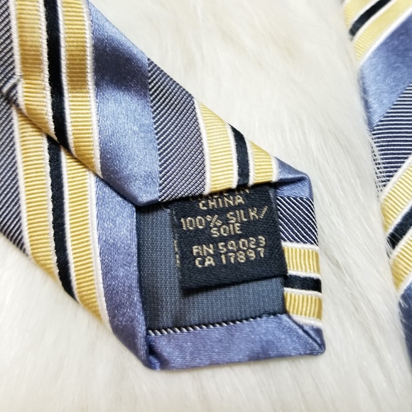 Banana Republic Silk Tie Yellow Blue Gray Stripes - Picture 4 of 4